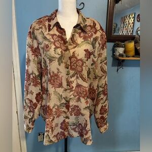Alfred dunner, Sheer, Plus Sized, Floral, Blouse